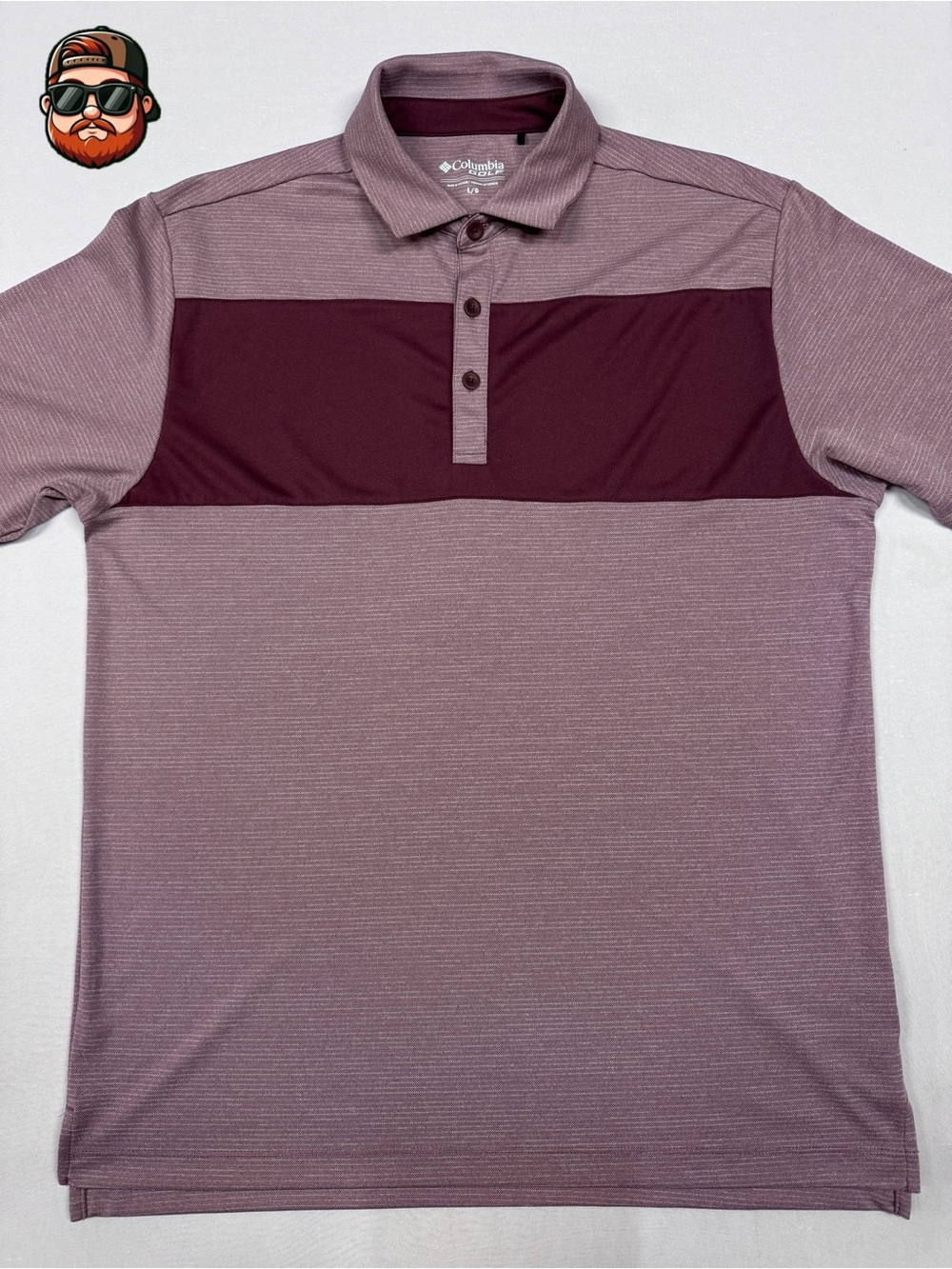 Men’s Columbia Golf Large Maroon Performance Poo Short Sleeve